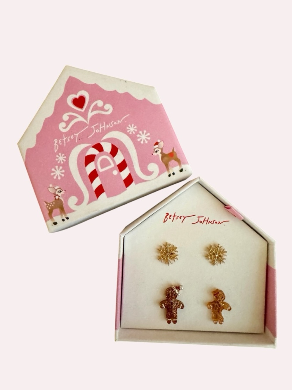 Betsey Johnson Snowflake & Gingerbread Earring Set